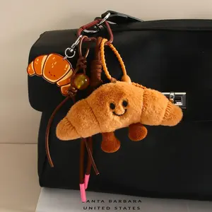 Creative Baguette Croissant Plush Keychain, Cartoon Dessert Bread Pendant, Miu Style Doll Bag Charm, Fun and Cute Accessory