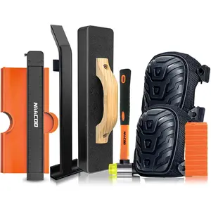 Laminate/Vinyl Flooring Tools, Tapping Block, Pull, Knee Pads, 10" Gauge, 40pc Flooring Spacers, Mallet - 6 in 1 Installation Kit