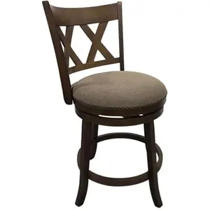 Sussex Deluxe Swivel Barstool - Set of 2 - Rustic - Dynamic Swivel Seat & Elegant X-Back Design - Plush Upholstered Seat - Comfortable & Versatile Home Furniture