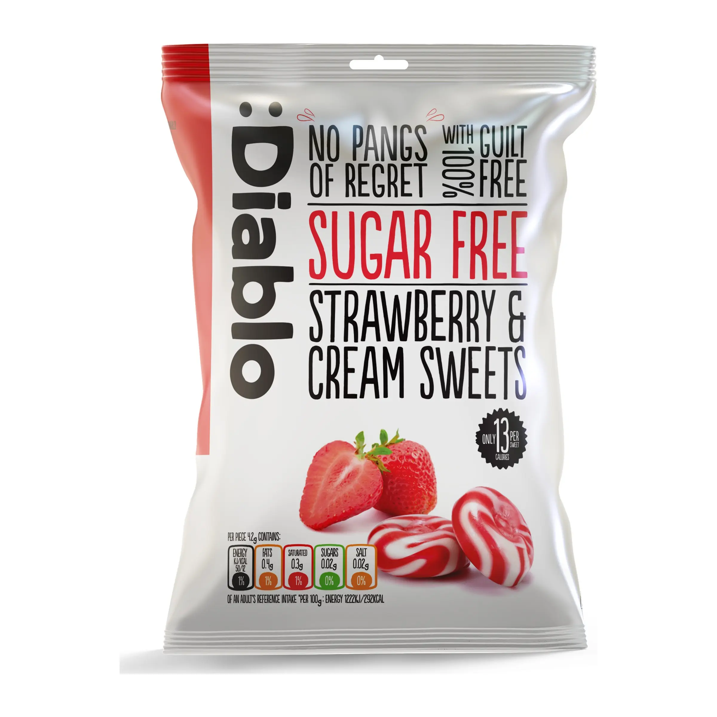 Diablo Sugar Free Strawberry and Cream Sweets 75g