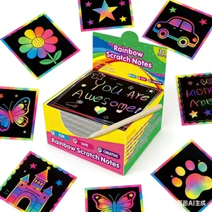 Children's Rainbow Scratch Art Kit: 100 Creative Scratch Cards—the perfect gift for birthdays and fun family interaction, sparking endless creative joy in children.