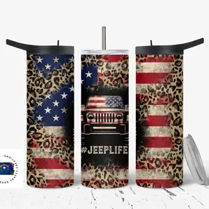 Jeep Life Tumbler - Duo Lid Style with Two Screw on Lids and Carabiner Clip, Double-Wall Vacuum Insulated, BPA Free