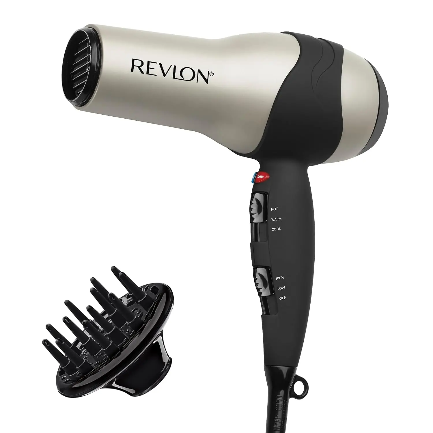 REVLON Turbo Hair Dryer (Silver) - 1875W, 3X Ceramic Coating, Fast Dry, Smooth, Reduces Frizz, Built for Speed & Style