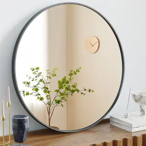 20in Small Wall Mirror, Cosmetic Mirror - Round Bathroom Mirror for Over Sink, Circle Vanity Mirror for Entryway/Bedroom, Easy to Install, Black