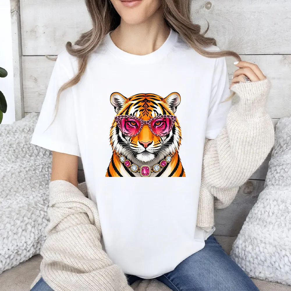 Tiger Shirt, Boujee Shirt, Leopard Print Shirt,Tiger Animal Shirts,Easy Tiger Shirt,Beach Summer Outfit,Tiger Lover Gift