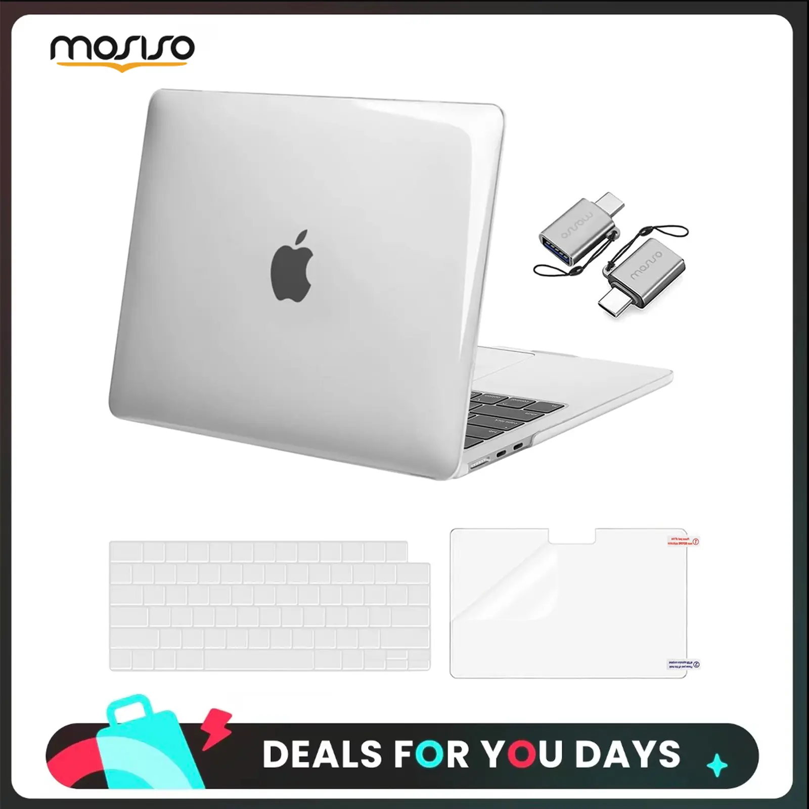 MOSISO Compatible with MacBook Air 13 inch Case M5 2026 M4 2025 M3 M2 2024-2022 A3449 A3240 A3113 A2681, Hard Shell&Keyboard Cover&Screen Film&Type C for MacBook Air 13.6 inch Case, Screen Protector, Solid, Rubber, Water Resistant