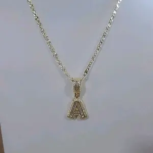 Gold Plated Initial Necklace with Circonia Pendant for Women