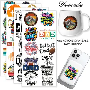 40Pcs/set Father's Day Iron On Stickers For Cup Be Waterproof UV DTF Printable Vinyl Paper Fun Designs Durable Construction Long-Lasting Adhesion Must-Have For Craft Enthusiasts Cups Mugs Sticker Sold Only Sticker Not Cup