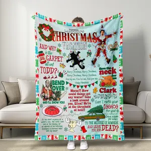 National Lampoon's Christmas Vacation Blanket, Slogan Print Blanket, Classic Movie Quotes & Iconic Scenes, Soft Comfortable Multifunctional, Holiday Home Decor Gift