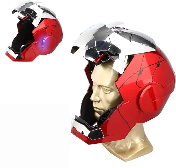 Matte Futuristic Sci-Fi Armor Helmet for Halloween, Motorcycle Accessory with Voice, Touch & Wireless Remote Control, Dual-Eye LED Ambient Lighting, Immersive Special Effects Sound, Costume Prop & Desktop Ornament