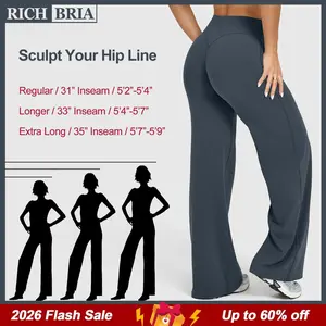 RICH BRIA Women‘s Casual Pants - High Waisted Loose-Fitting Casual Pants - Comfortable & Elastic Loose Pants with Stretchy Material - Straight Leg Hem