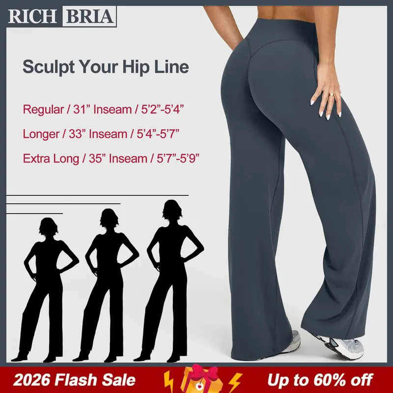 RICH BRIA Women‘s Casual Pants - High Waisted Loose-Fitting Casual Pants - Comfortable & Elastic Loose Pants with Stretchy Material - Straight Leg Hem