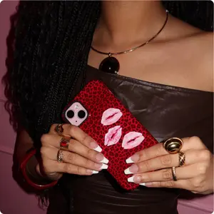 Red leopard print pattern, durable and shock-absorbing glossy two-in-one phone case, suitable for iPhone 17, 16, 15, 14, 13, 12, 11, X, Samsung and other series models. It can be given as a holiday gift to friends or family.