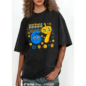 Hanukkah 67 Dreidel Tee – Washed Style Funny Jewish Shirt