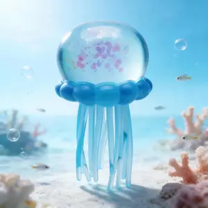 Glitter Jellyfish Squishy – Soft Elastic Squeeze Toy for Hand Pressing and Desk Decoration, Cute Marine Style Design