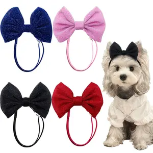 1 cute bow dog headband | Adjustable polyester hair clip with snap fastener, suitable for small to medium-sized dogs, suitable for all seasons, Clothing