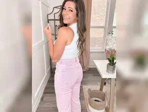 Pretty In Pink High Rise Tummy Control Straight Jeans