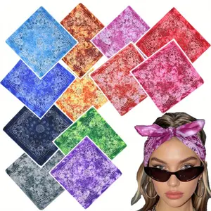 12 Pack Cotton Tie Dye Bandana Paisley Bandanas Cowboy Handkerchiefs for Men and Women