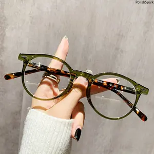 Vintage Round Blue Light Blocking Glasses for Women Men, Anti Eyestrain UV Protection Computer Glasses, Lightweight Retro Clear Lens Eyeglasses for Gaming Office summervibes
