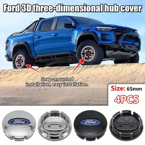 65mm car hub center cover decorative accessories, logo rim cover in the center of car tires, hub center cover modifications, suitable for models sold on the market such as Ford F-150, Mondeo, Explorer, Lima and Ruijie L, Wheel Center Hub