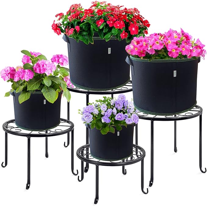 Set of 5 Plant Growth Bags, Available in Sizes 3 Gallons. These Durable Fabric Pots Are Designed for Optimal Aeration And Are Made from Thickened Nonwoven Material, Featuring Flap Handles for Easy Handling