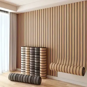 Wood Grain Grid Striped Wall Sticker, Foam Backed PVC Self Adhesive Decorative Wallpaper, Real Wood Look, Easy Cut Design, Bedroom Living Room TV Background Decor