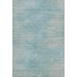 HomeRoots 665554 9x12 ft. Aqua & Gray Abstract Full-Sized Area Rug - Machine-Washable, Stayput, Machine-Made Rectangle Rug with UV Protection, Full-Sized Area Rugs, Machine-Washable Area Rugs
