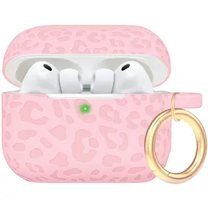AirPods Pro 3 Leopard Print Silicone Case with Keychain, Protective Cover for AirPods Pro 3, Durable and Stylish Accessory