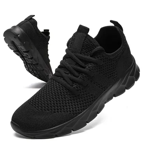 Men's Anti-slip Rubber Mesh Breathable Lacing Casual Trainers - All Seasons Comfortable Footwear, Flexible Fit, Flex Grooves on Outsole, Activity & Training Use