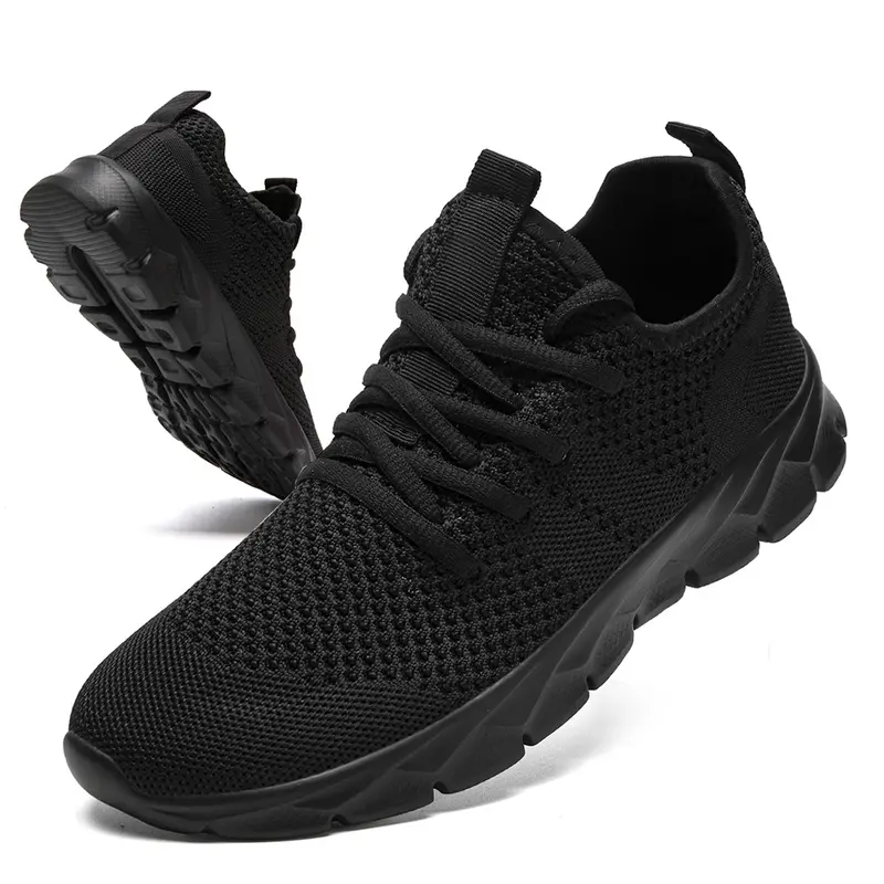 Men's Anti-slip Rubber Mesh Breathable Lacing Casual Trainers - All Seasons Comfortable Footwear, Flexible Fit, Flex Grooves on Outsole, Activity & Training Use