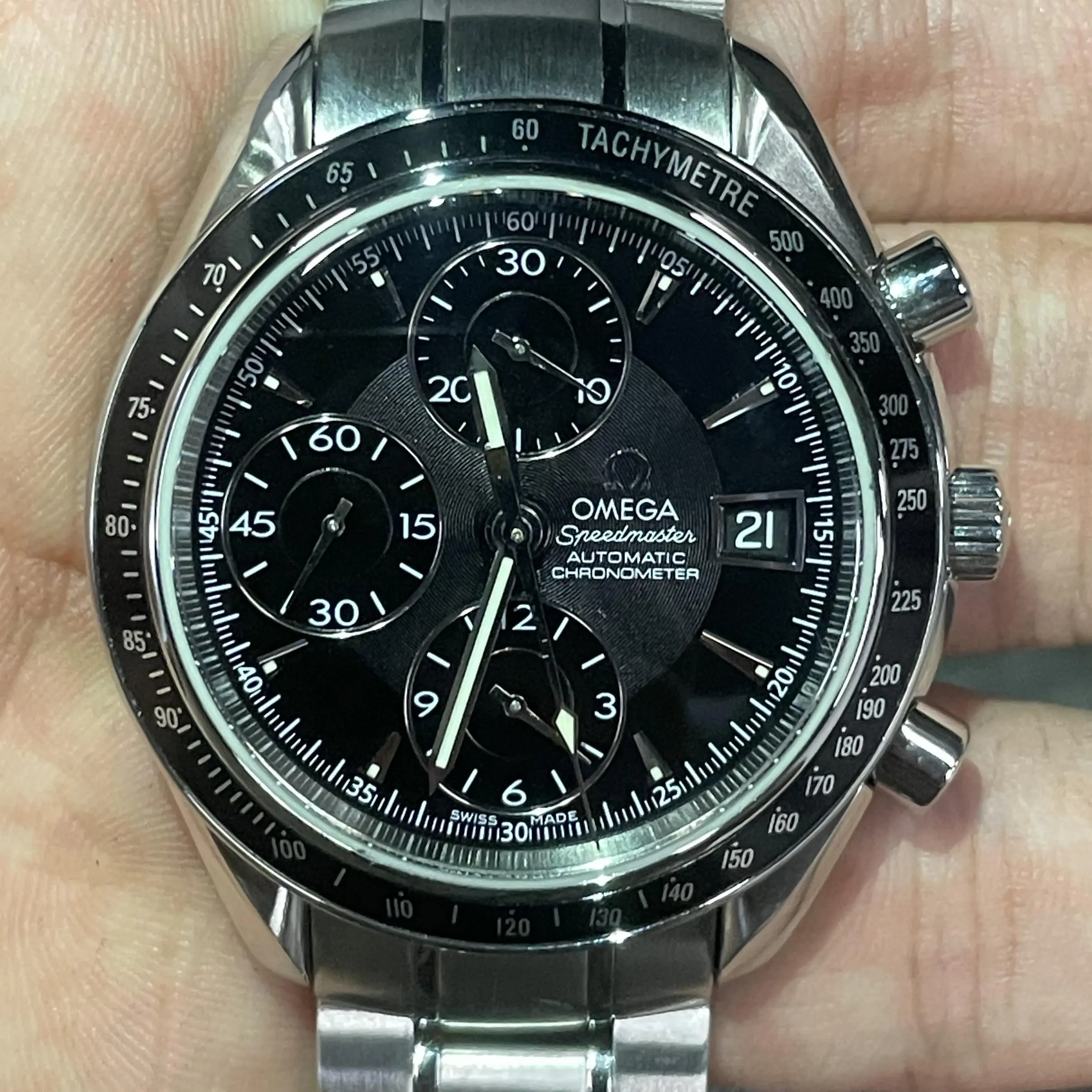 Omega Speedmaster, 40 mm, Stainless Steel Bracelet, Black Dial, Automatic Chronograph, # TK-85895111,18CM,XM,