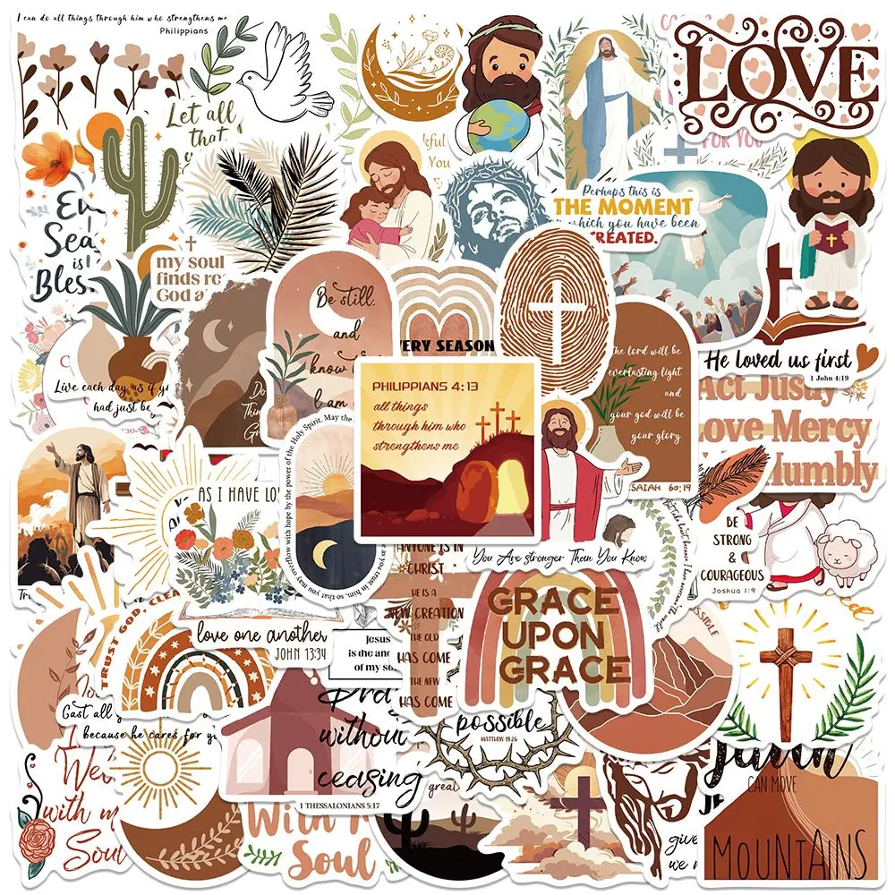 50PCS Waterproof Vinyl Inspirational Christian Stickers - Bible Verses Jesus Design for Smartphones, Cellphones, Water Bottles, Laptops, Devices (Mobile Phone Accessories Category), Water Proof