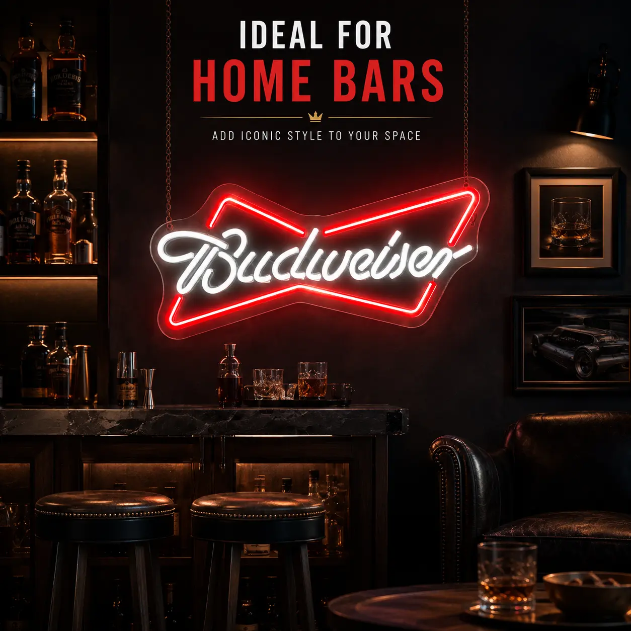 Classic Beer Bar LED Neon Sign, USB Powered Red & White Wall Light, Vintage Pub Style Acrylic Neon Decor, Home Bar Man Cave Wall Art, Party Room Hanging Sign, Restaurant Lounge Decoration, Gift for Beer Lovers