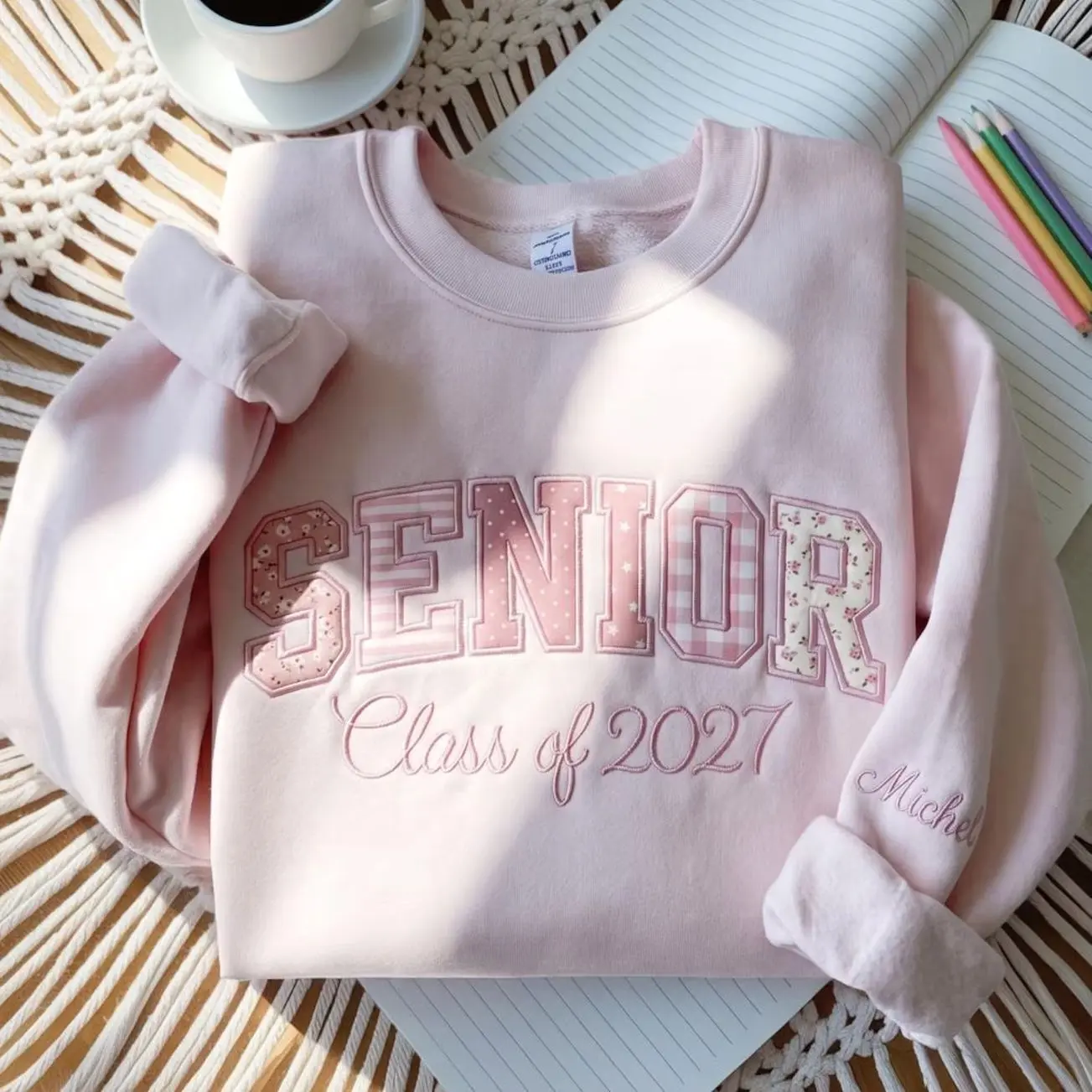 Senior 2027 Embroidered Sweatshirt, Personalized Senior Sweatshirt, Senior Applique Sweatshirt, Class of 2027 Crewneck, Graduation Gift