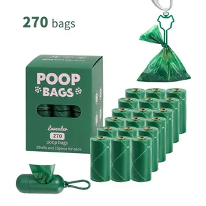 Premium Eco-friendly Biodegradable Pet Poop Bags (270 Count, 18 Rolls) - with Dispenser and Clip - Heavy Duty Litter Scavenger for Dogs & Cats