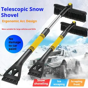 Car Snow Shovel 3-In-1 Heavy Duty Extendable Bendable Tube, Detachable Ice Scraper, Portable Car Snow Removal Tool, Easy Carry Winter Accessory