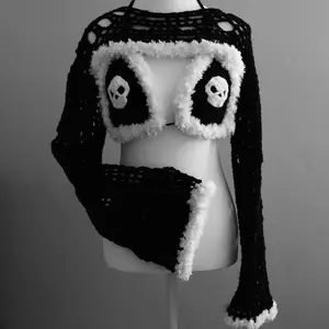 KnottieSkull Bras - Crochet Knit Handmade Edgy Unique Skull Design Fashion Statement Piece for Trendy Outfits