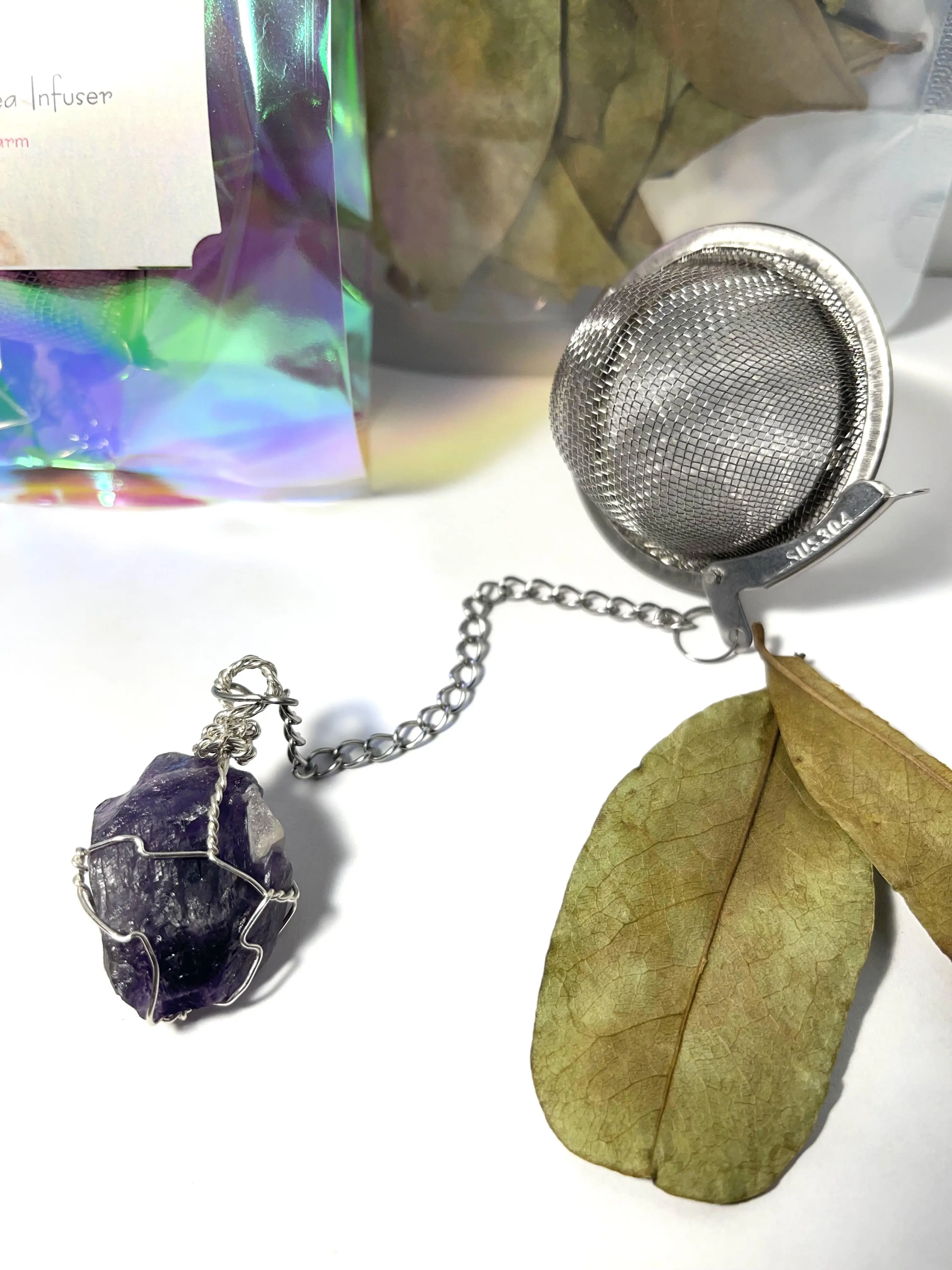Yumi Yoni Tea Infuser w Gemstone Charm Yumi Yoni Tea Infuser w Gemstone Charm