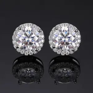Jewelry High Quality Earrings Synthetic Moissanite Classic Rock Candy Magnetic Ear Studs 50 Points 1 Karat 2 Karat ''Ear Accessories
