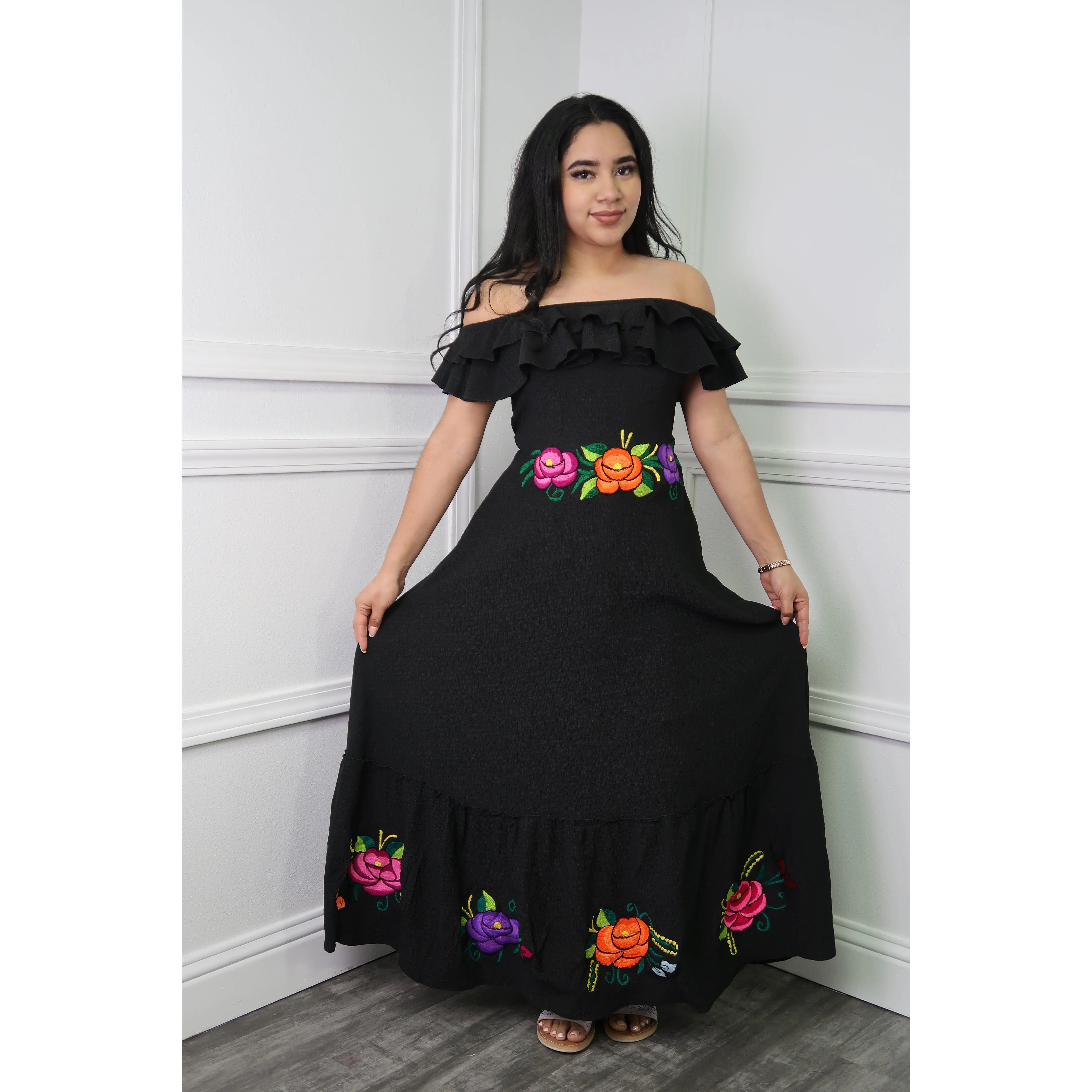 lace crepe off-the-shoulder bridesmaid dress Nathalia