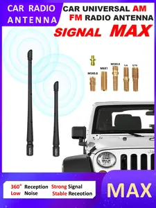 Universal Car Radio Antenna, Rubber Material, Scratch Resistant, Fits Am/fm Radios, Includes 6pcs Adapter Connectors, for Most Cars