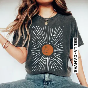 Sunburst Vintage Shirt, Garment Dyed, Boho Shirt, Oversized Tee Shirt, Vintage Tshirt, Spring Clothing, Sunburst Shirt, Sunshine Graphic Tee 4TE