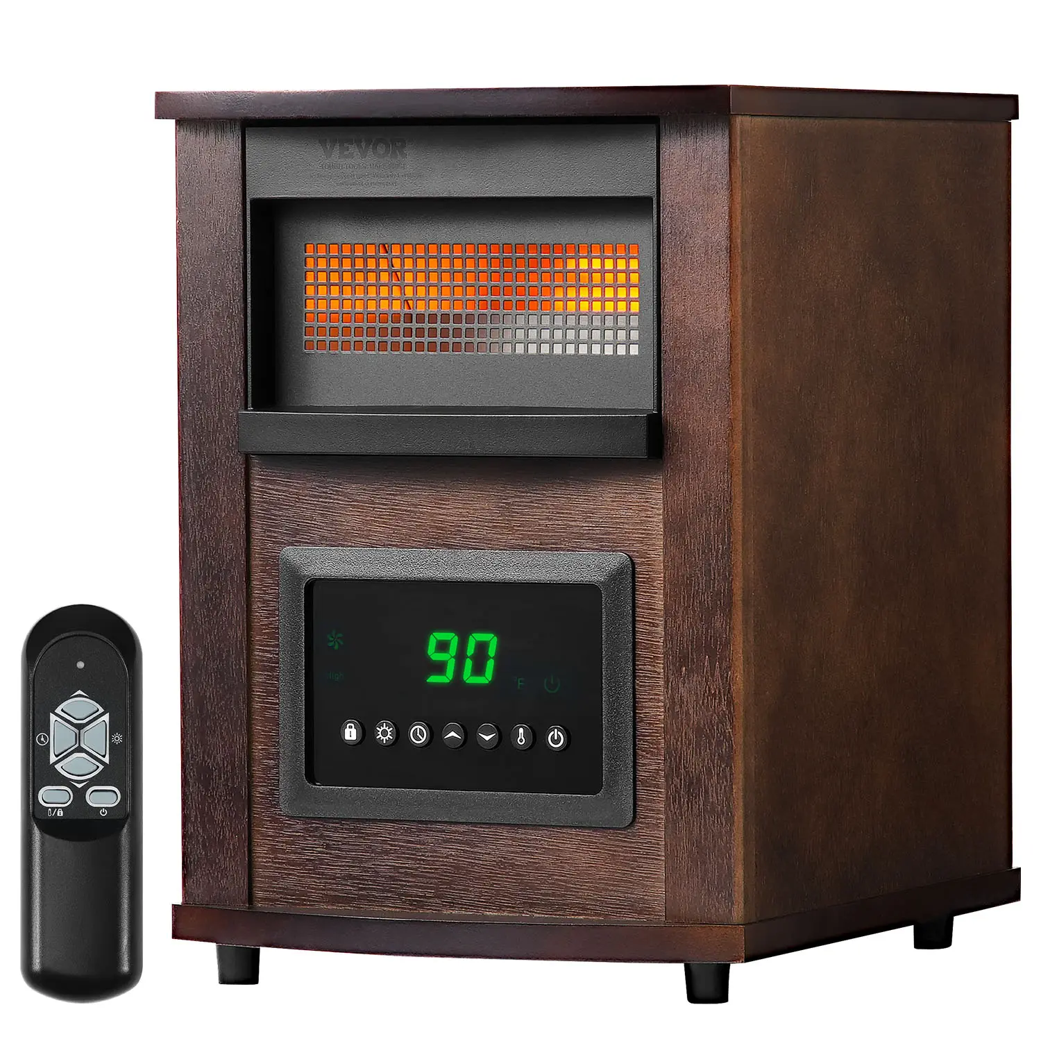 VEVOR 1500W Quartz Infrared Electric Space Heater with Remote Control, LED Display, 24H Timer, Adjustable Temperature Control, for Patio, Bedroom | DealsForYouDays, Quartz Heating Tubes, New, Office