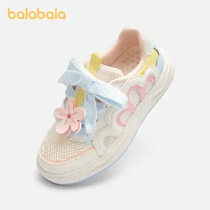 Balabala Kids Breathable Mesh Sneakers with Cute Floral Decor Lightweight Casual Walking Shoes