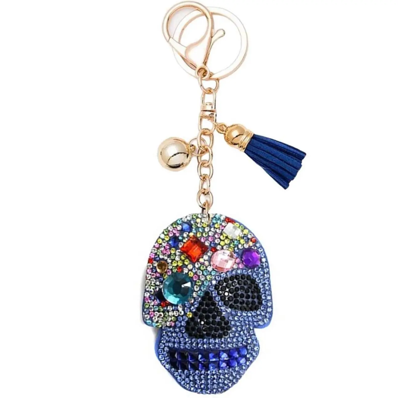 Blue Bling Skull, Gold Hardware