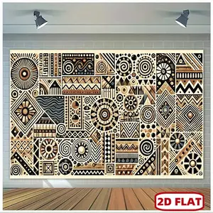 1pc 2D Flat Vibrant African Tribal Totem Polyester Backdrop - Polyester Material, Lightweight, for New Year Parties, Cake Table Decorations