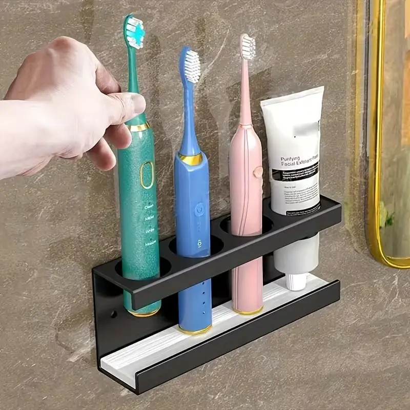 Wall Mounted Electric Toothbrush Holder 4 Slots with Algae Disc, Compatible with Aquasonic Series Kingheroes Sonic Oralb