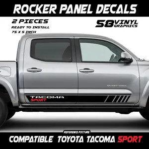 Toyota Tacoma Sport 58V Black Style Decals 2 Pieces 75x5 Inch Pre-applied Easy Install for Sport Models Compatible with All Models