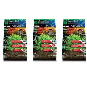 Set of 3, Fluval Plant & Shrimp Stratum Aquarium Substrate 17 LB Bag