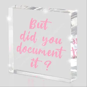 Office Decor Desk Accessories Acrylic Square Sign Fun Gift Idea for Friends Colleagues Employees, But Did You Document It Design, Desk Signage Decoration, Acrylic Plaque Sign, Acrylic Desktop Decoration